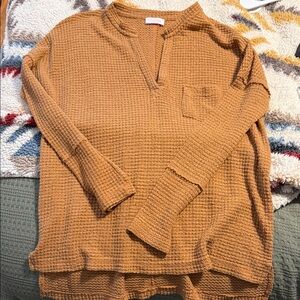 Pink Lily Mustard Waffle Knit Tunic Top